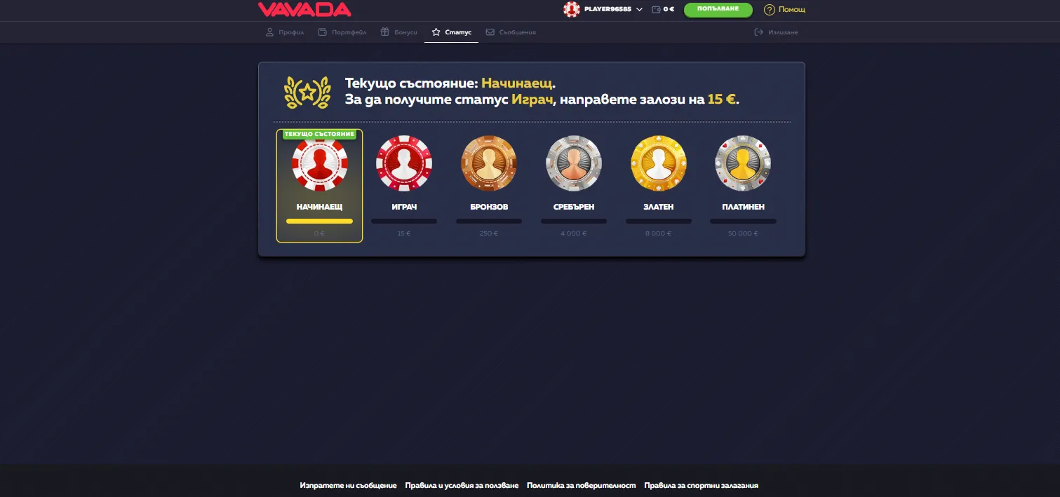 Депозити за активиране на Vavada bonus 